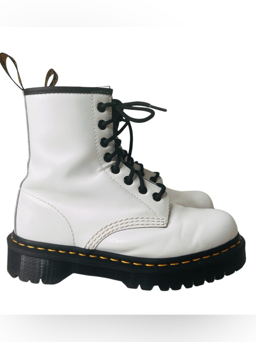 Dr. Martens Doc's Bex 1460 White Leather Boots Grunge Chunky Sole Womens Size 5